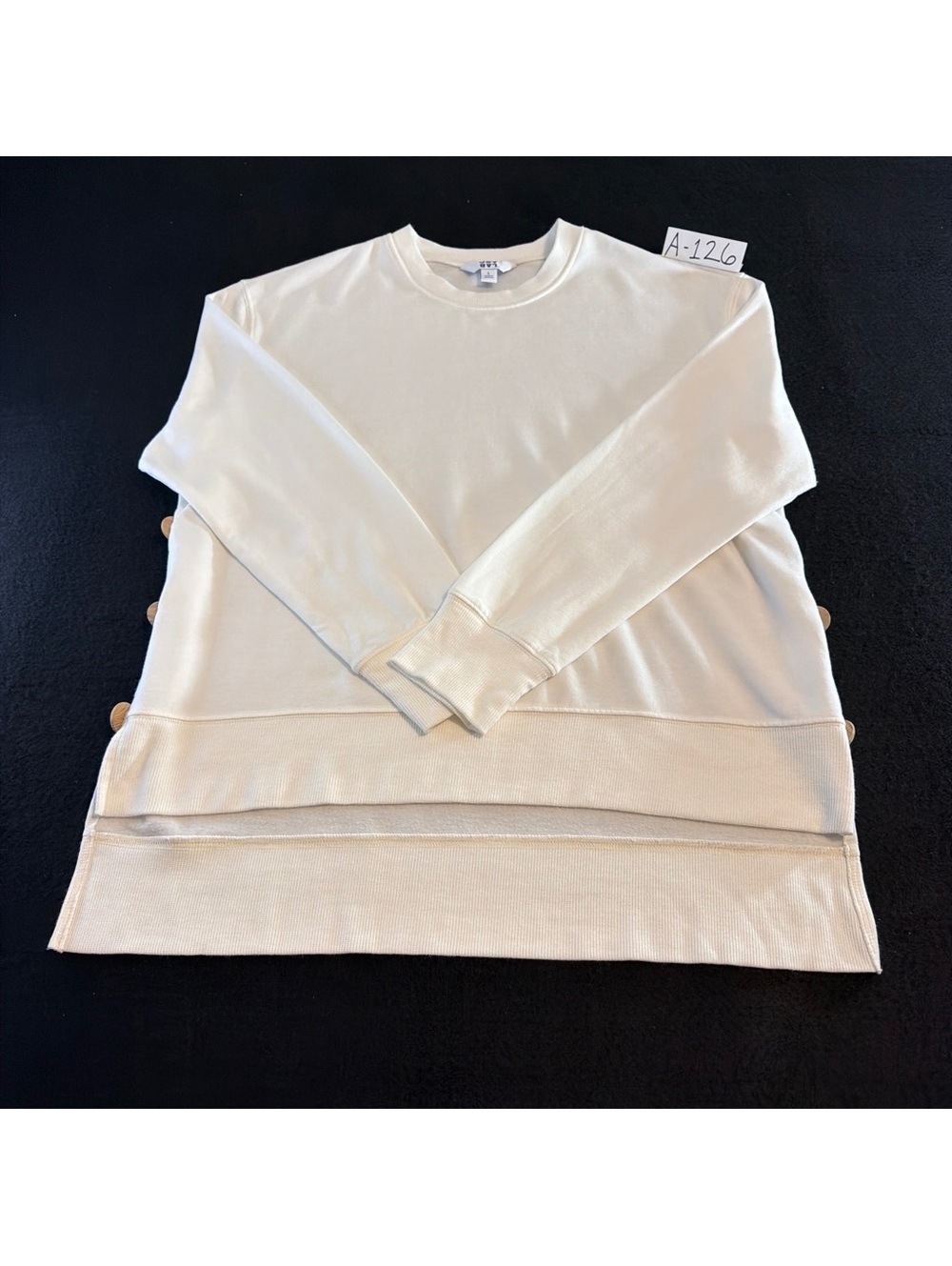 Joy Lab Sweatshirt Women’s Large Ivory Side Button Pullover Crewneck Cozy Top